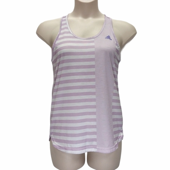 Adidas Climalite Striped Athletic Tank Top - Picture 1 of 5